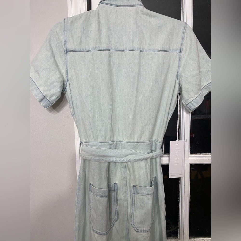Boyish “The Jesse” Short Sleeve Utility Jumpsuit - Light Wash Denim | XS - Picture 5 of 11